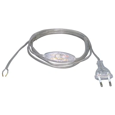 Afbeelding van Kopp eurosnoer met schakelaar transparant lengte 2 meter x 0.75 mm²
