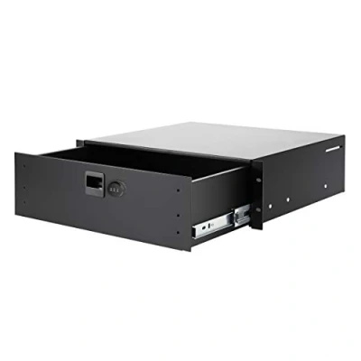 Afbeelding van Infitronic 19 inch aluminium racklade documentenlade met cijferslot, kabeldoorlaat, luchtdoorlaat, volledig uittrekbaar, afsluitbaar (3 U)