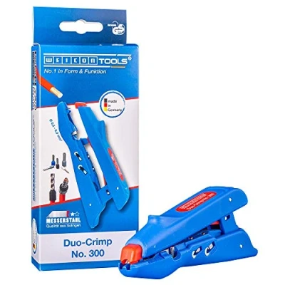 Afbeelding van WEICON Duo Crimp No. 300 Stripper met zijkniptang voor beslagringen, 160mm, blauw/rood