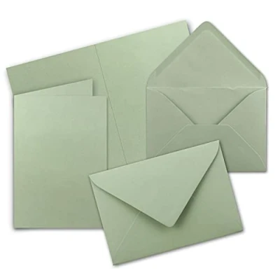 Afbeelding van FarbenFroh, set van 20 vouwkaarten met enveloppen, DIN A6/C6, eucalyptus (groen), 14,8 x 10,5 cm, dubbele kaarten