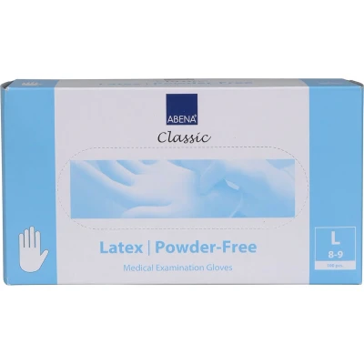 Afbeelding van Abena Latex handschoenen poedervrij Maat L wit 100st Haibu by Kapperskorting.com