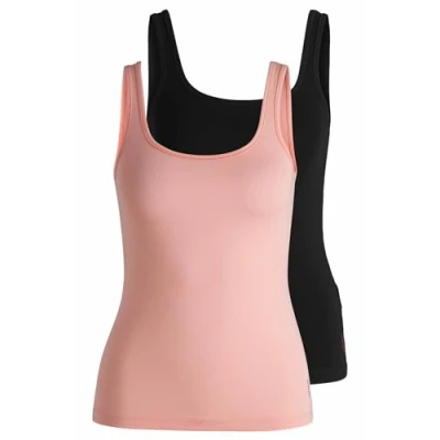 Afbeelding van HUGO BOSS dames Tanktop met logo in 2 pack de kleur Zalmroze, maat: M