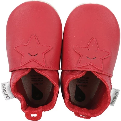 Afbeelding van Bobux Soft Soles Red smiling star Babyslofjes EU 18