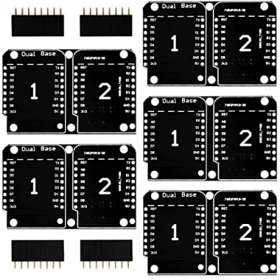 Afbeelding van AZDelivery 5 x Dual Base Shield PCB Board D1 Mini NodeMCU ESP8266 Inclusief E Book!