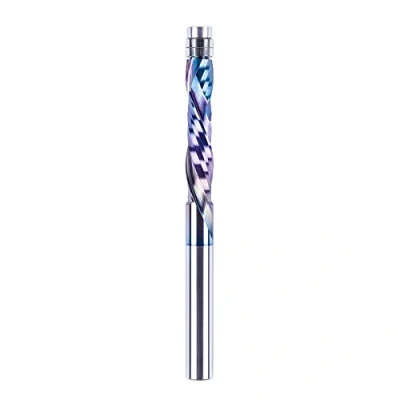 Afbeelding van SpeTool Afschuiningsfrees 8mm Schacht Extra Lang Kopieerfrees voor Bovenfrees Op &amp; Neer Compressie 40mm Snijlengte met SPE X Coating Hardmetalen Spiraalfrees en dubbel kogellager Onderzijde