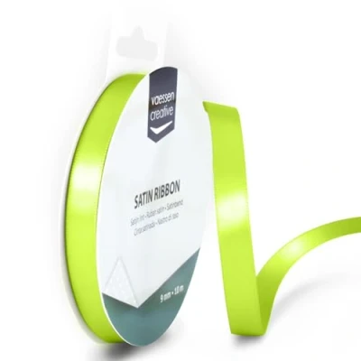 Afbeelding van Vaessen Creative Satijnen lint 9 mm x 10 m lichtgroen, lint, decoratief linten om te knutselen, stoffen voor bruiloft, doop en verjaardagscadeaus