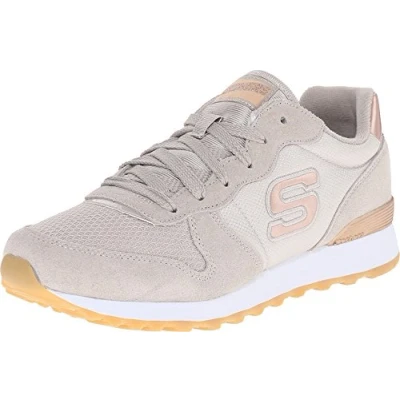Afbeelding van Skechers Sneakers laag, Dames, Maat: 39.5, Taupe Leer en textiel