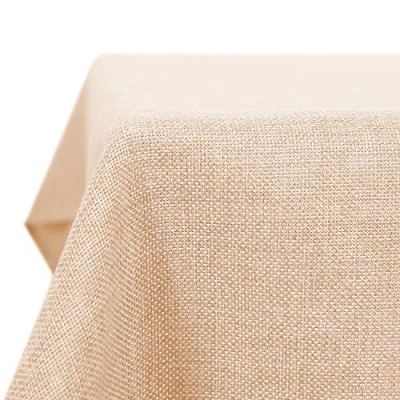 Afbeelding van Deconovo Éénkleurige Linnen Tafelkleed Waterafstotend Bescherming Afwasbaar Doek Lotuseffect in Polyester voor Feest Eetkamer Vanille 140x240cm