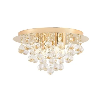 Afbeelding van Lindby plafondlamp 4 lichts Staal, kristal H: 19 cm G9 goud