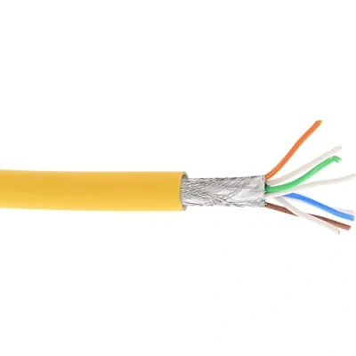 Afbeelding van S/FTP CAT6a 10 Gigabit netwerkkabel met flexibele aders AWG26 LSZH / geel 100 meter