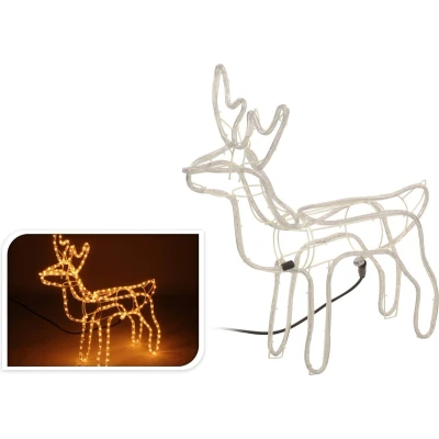 Afbeelding van 3D rendier LED lichtslang 61CM hoog 216 lampjes extra warm wit licht