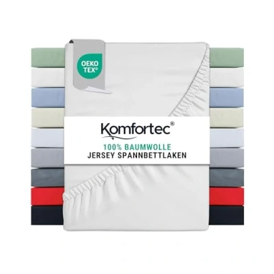 Afbeelding van Komfortec Jersey Stretch Hoeslaken 200x200 cm 30cm Matrasdikte Rondom Elastiek 100% Katoen Wit