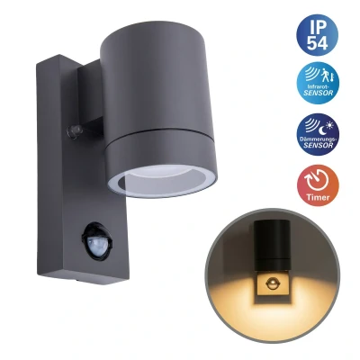 Afbeelding van näve Wandlamp voor buiten Rombe met bewegingsmelder + schemersensor 1xgu10 aluminium antraciet (1 stuk)
