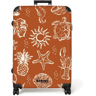 Afbeelding van NoBoringSuitcases.com® Koffer groot Reiskoffer lichtgewicht Zeedieren en zomer illustraties Rolkoffer met 4 wielen Grote trolley XL 98 liter bagage