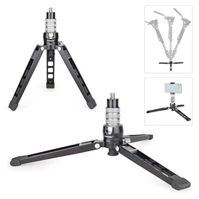 Afbeelding van Mini Tafelblad Statief INNOREL PW70, DSLR met 1/4&quot; tot 3/8&quot; Schroef en Mobiele Telefoon Mount CNC Aluminium Behuizing, Max Belasting 33 lbs voor Camera, Video Camcorder,
