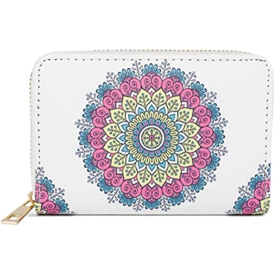 Afbeelding van styleBREAKER Damesportemonnee met kleurrijk mandala ornamentpatroon, etnostijl, rits, portemonnee 02040149, Kleur:Wit Blauw Roze Geel