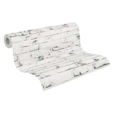 Afbeelding van A.S. Création 9078 37 Steen Behang Elements Vliesbehang, wit, grijs, 10,05m x 0,53m