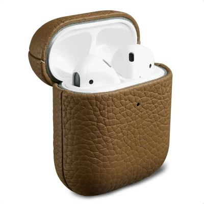 Afbeelding van Accezz Echt lederen case Hoesje geschikt voor AirPods 2 / 1 Taupe