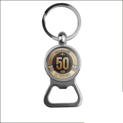 Afbeelding van Bieropener Glas Gefeliciteerd 50 Jaar Getrouwd