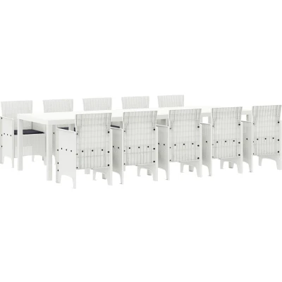 Afbeelding van vidaXL 11 delige tuinset met kussens in wit poly rattan