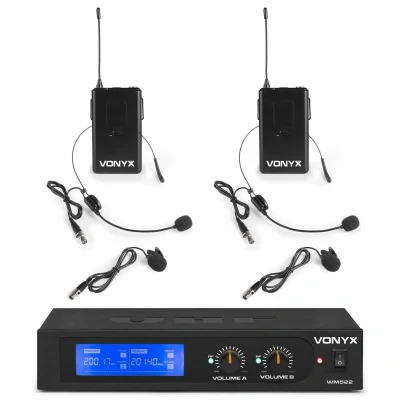 Afbeelding van Vonyx WM522B draadloze headset microfoonset 2 kanaals VHF