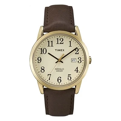 Afbeelding van Timex Easy Reader Heren 38mm Bruin Lederen Band Datum Venster Quartz Horloge TW2P75800