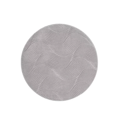 Afbeelding van Rond Zacht Vloerkleed Fuzz Whirl Grijs 120 Cm