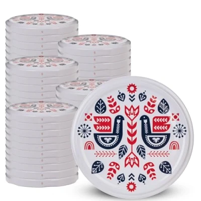 Afbeelding van KADAX Schroefdeksel met diameter van 82 mm x 50 stuks, metalen twist off deksel, reservedeksel voor inmaakpotten en weckpotten, deksel 6 inkepingen (folklore, stuks)