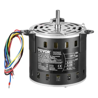 Afbeelding van VEVOR 1/3HP ventilatormotor 1,95A 750/9501250rpm 3 snelheden 15μF/450V condensator