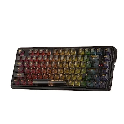 Afbeelding van Redragon K649 PRO 78% Draadloze Pakking RGB Gaming Toetsenbord, 3 Modes 82 Toetsen Volledig Transparant Hot Swap Compact Mechanisch Toetsenbord met Verbeterde Socket, Geluidsabsorberend Schuim,