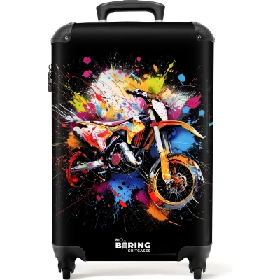 Afbeelding van NoBoringSuitcases.com® Handbagage koffer lichtgewicht Reiskoffer trolley Motor met kleurrijke verf Rolkoffer wieltjes Past binnen 55x40x20 en 55x35x25