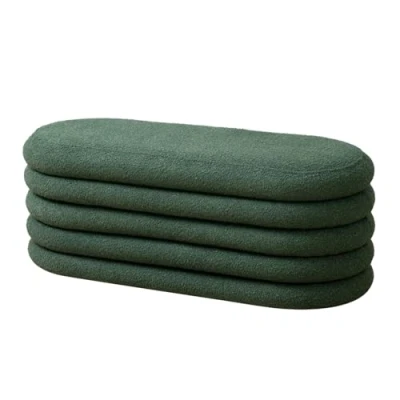 Afbeelding van SVITA Blossom XL, kruk met opbergruimte, zitbank, zitkist, zitkruk, opbergdoos, gestoffeerde bank, tot 300 kg belastbaar, ottoman, boucle overtrek, donkergroen