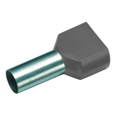 Afbeelding van CIMCO Twin Adereindhuls Geïsoleerd 2 x 4,0mm2 / 12mm grijs 100 Stuks