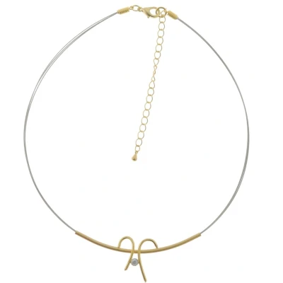 Afbeelding van Behave ketting dames goud en zilver kleur minimalistische abstracte hanger 40 cm
