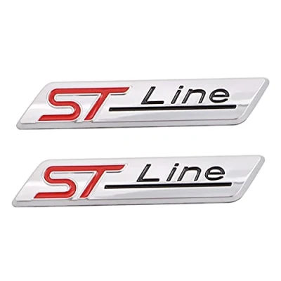 Afbeelding van 2 stuks ST lijn Embleem Auto Sticker Van Toepassing op Body Bagage en Andere Items Logo Accessoires (Zilver)