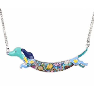 Afbeelding van Ketting Teckel Metaal Emaille Charme Bijoux