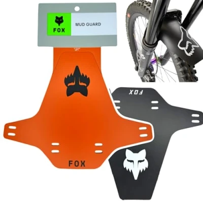 Afbeelding van F26 Fox Mud Guard fiets MTB DH FR e bike vork spatbord (oranje logo / wit)