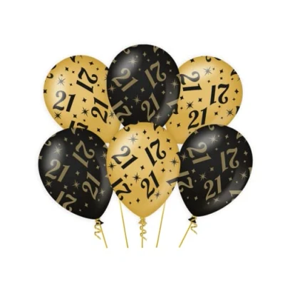 Afbeelding van Ballonnen 21 jaar 30cm 6 stuks
