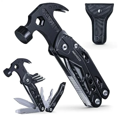 Afbeelding van RAXCO zakgereedschap, 14 in 1 multi tool hamer en multifunctioneel gereedschap voor kamperen, geschenken mannen, vader, je vriend, Vaderdag geschenk