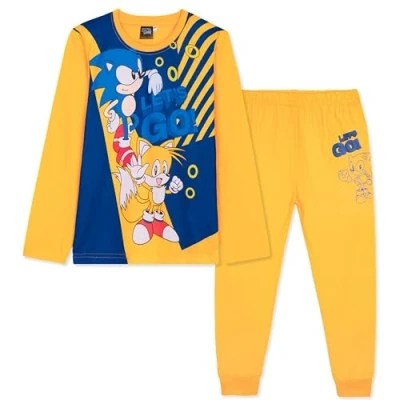 Afbeelding van SONIC THE HEDGEHOG, Shadow jongens pyjama met lange mouwen, gezellige nachtkleding, zachte pyjama&#039;s, loungewear, gamingcadeau voor jongens, Geel Sonic/Tails, 7 8 jaar