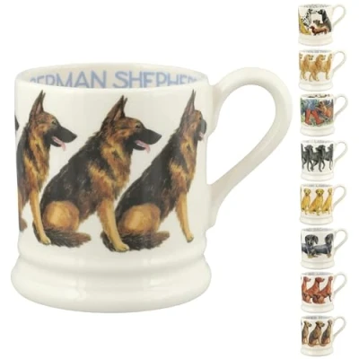 Afbeelding van Emma Bridgewater Grote mok 1/2 pint, keramische koffiemok groot aardewerk mok, cappuccino, latte, koffie, theekop mooie mokken, verjaardagscadeau Duitse herder