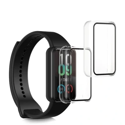 Afbeelding van kwmobile 2x cover geschikt voor Huami Amazfit Band 7 Fitnesstracker van gehard glas en kunststof frame set transparant
