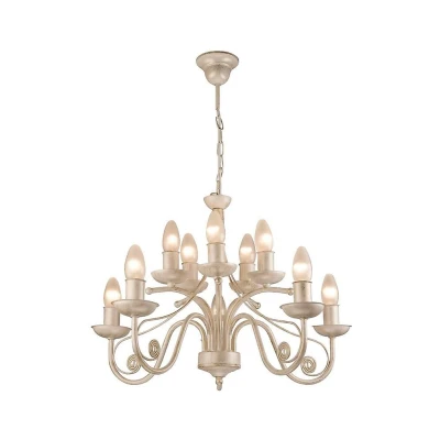 Afbeelding van Lamkur Kroonluchter Ayleen van staal, 10 lamps, wit