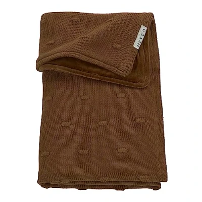 Afbeelding van Meyco baby ledikantdeken velvet Knots 100x150 cm chocolate