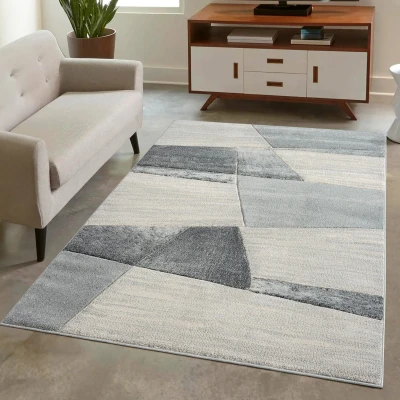 Afbeelding van Bonito Trendy 3D Laagpolig Vloerkleed Tapijt Grijs Rechthoek Polypropyleen 80x150 cm