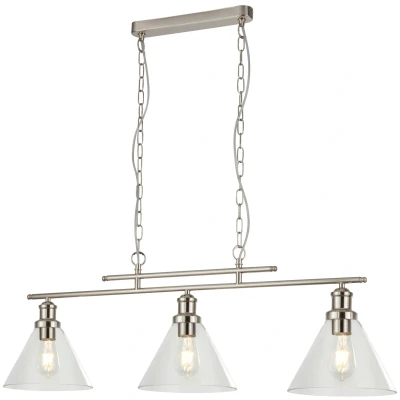 Afbeelding van Searchlight Hanglamp Pyramid 3 lichts mat zilver 1277 3SS