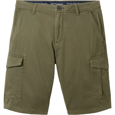 Afbeelding van TOM Tailor Regular Shorts, Heren, Maat: 33, Olive structure print