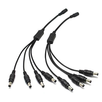 Afbeelding van Security 01 1 tot 4 weg DC Power splitter kabel zwart, stekker 5,5 mm x 2,1