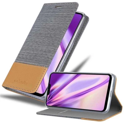 Afbeelding van Cadorabo Hoesje geschikt voor LG Q9 in LICHTGRIJS BRUIN Beschermhoes met magnetische sluiting, standfunctie en kaartvakje Book Case Cover Etui
