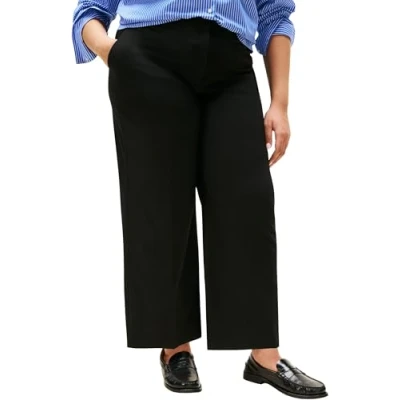Afbeelding van Tommy Hilfiger Curve WIDE CROP Broek, Dames, Maat: 52, Black